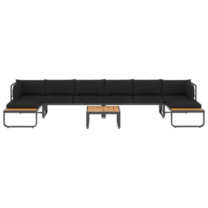 5 Piece Patio Corner Sofa Set with Cushions Aluminum and WPC