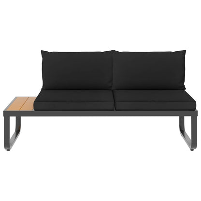 5 Piece Patio Corner Sofa Set with Cushions Aluminum and WPC