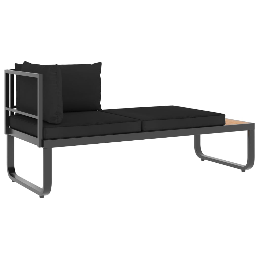 5 Piece Patio Corner Sofa Set with Cushions Aluminum and WPC