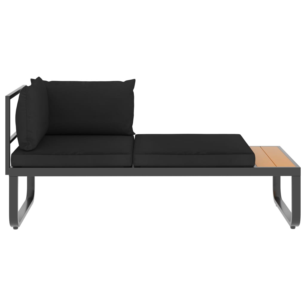5 Piece Patio Corner Sofa Set with Cushions Aluminum and WPC