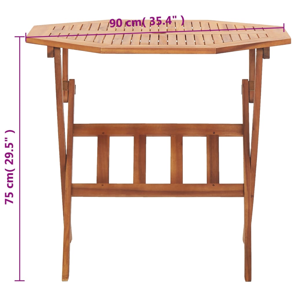 Folding Garden Table 90x75 cm Solid Acacia Wood