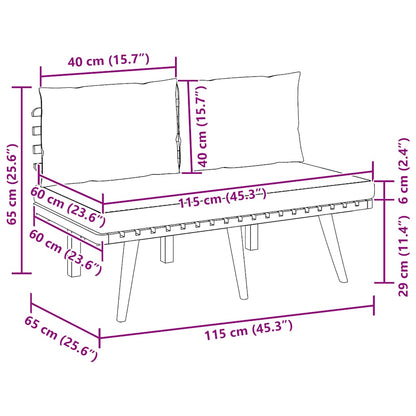 Patio Bench with Cushions 45.3" Solid Acacia Wood