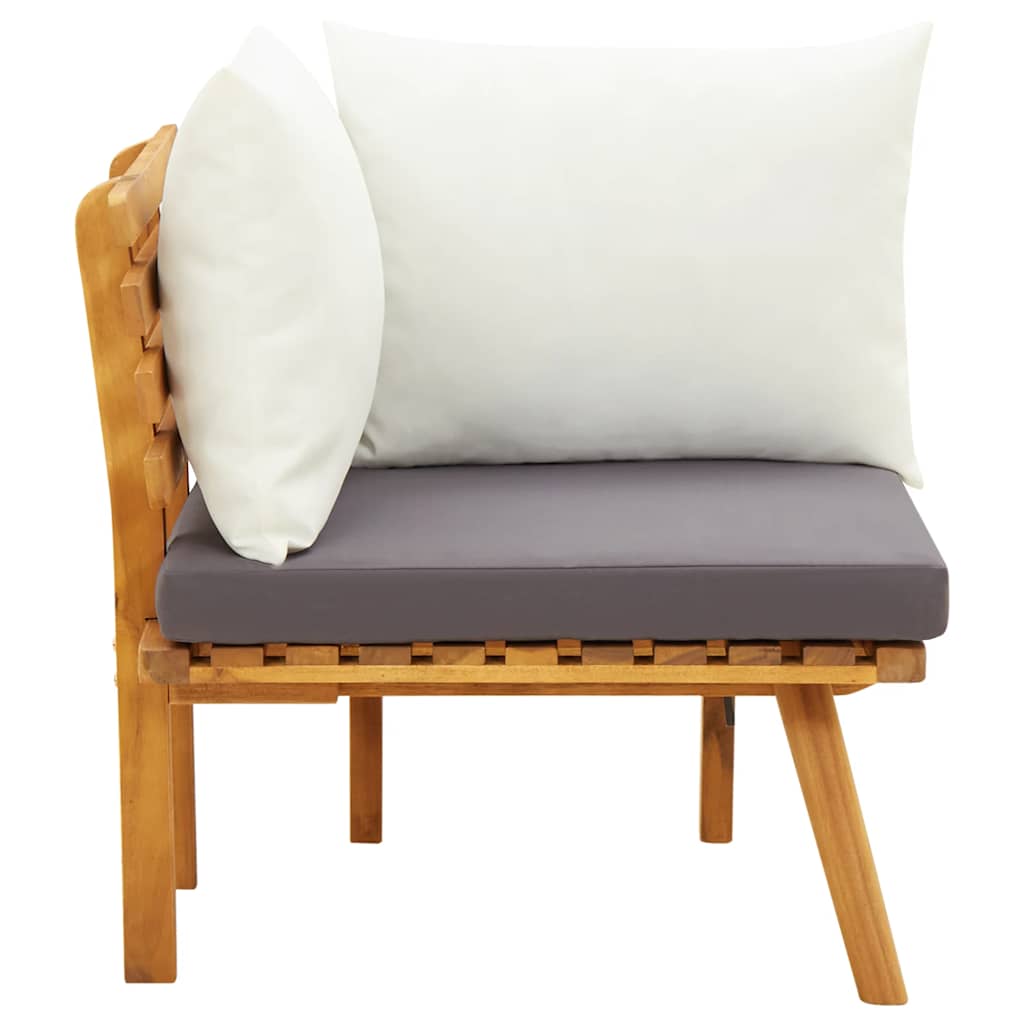 Patio Corner Sofa with Cushions Solid Acacia Wood