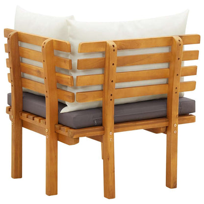 Patio Corner Sofa with Cushions Solid Acacia Wood