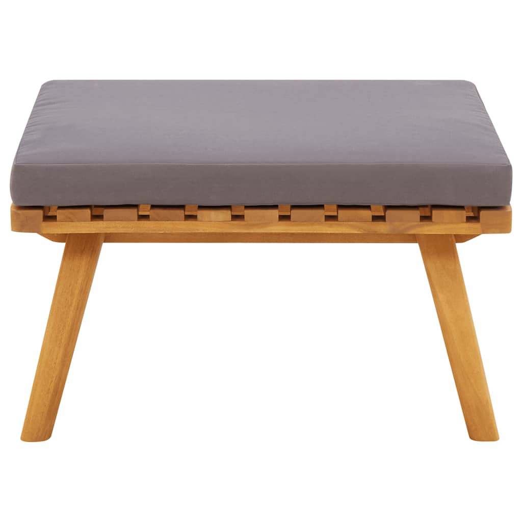 Patio Footstool with Cushion 23.6"x23.6"x11.4" Solid Acacia Wood