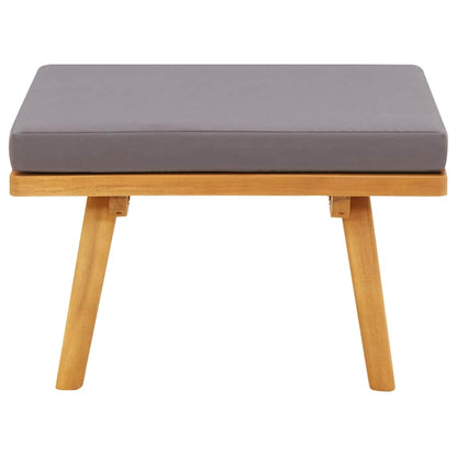 Patio Footstool with Cushion 23.6"x23.6"x11.4" Solid Acacia Wood