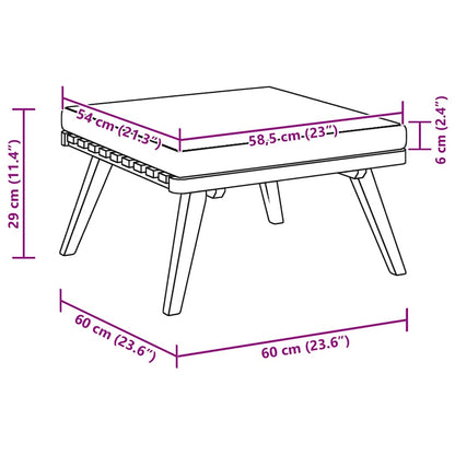 Patio Footstool with Cushion 23.6"x23.6"x11.4" Solid Acacia Wood
