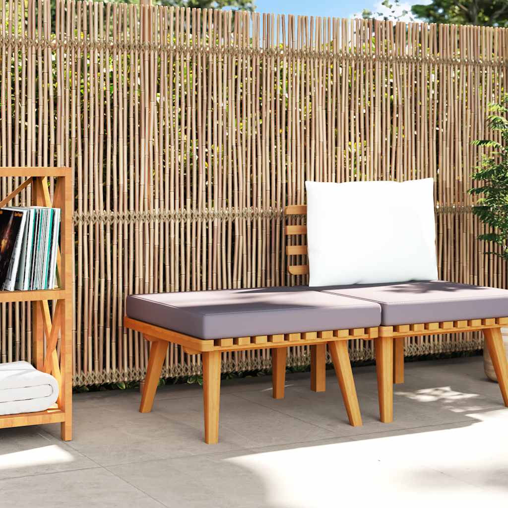 Patio Footstool with Cushion 23.6"x23.6"x11.4" Solid Acacia Wood