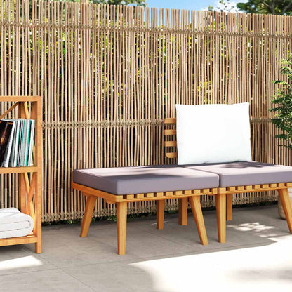 Patio Footstool with Cushion 23.6"x23.6"x11.4" Solid Acacia Wood