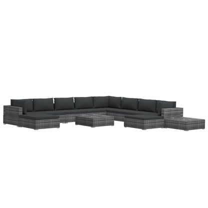 12 Piece Patio Lounge Set with Cushions Poly Rattan Gray