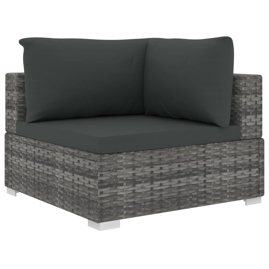 12 Piece Patio Lounge Set with Cushions Poly Rattan Gray