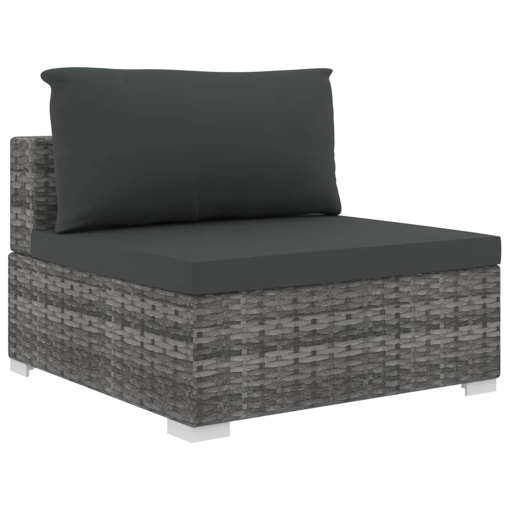 12 Piece Patio Lounge Set with Cushions Poly Rattan Gray