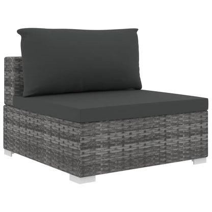 12 Piece Patio Lounge Set with Cushions Poly Rattan Gray
