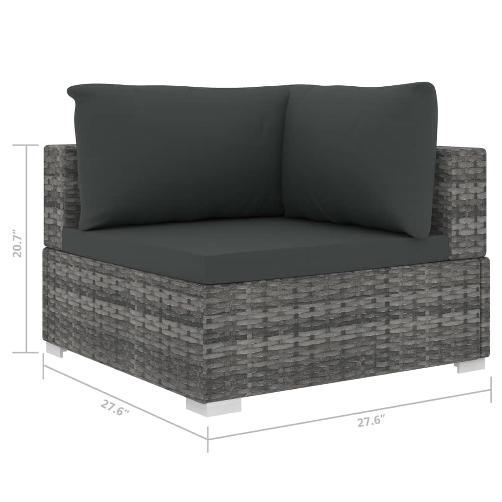 12 Piece Patio Lounge Set with Cushions Poly Rattan Gray