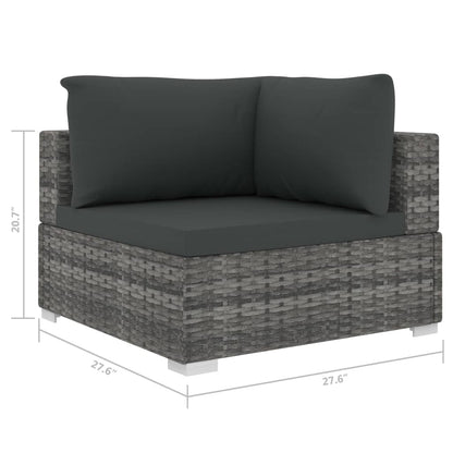 12 Piece Patio Lounge Set with Cushions Poly Rattan Gray