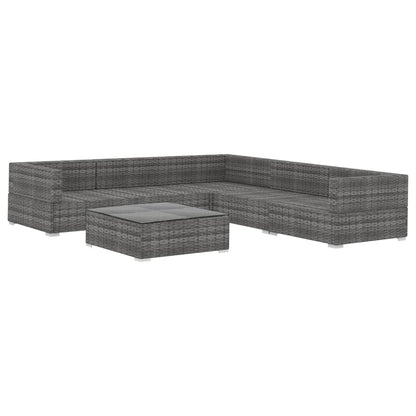 6 Piece Patio Lounge Set with Cushions Poly Rattan Gray