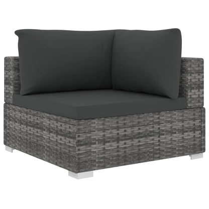 6 Piece Patio Lounge Set with Cushions Poly Rattan Gray