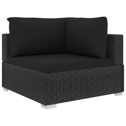 4 Piece Patio Lounge Set with Cushions Poly Rattan Black
