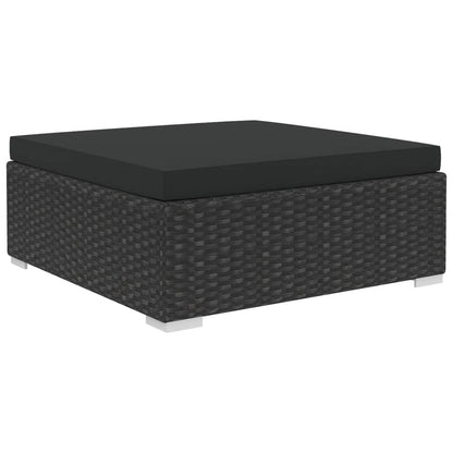 4 Piece Patio Lounge Set with Cushions Poly Rattan Black