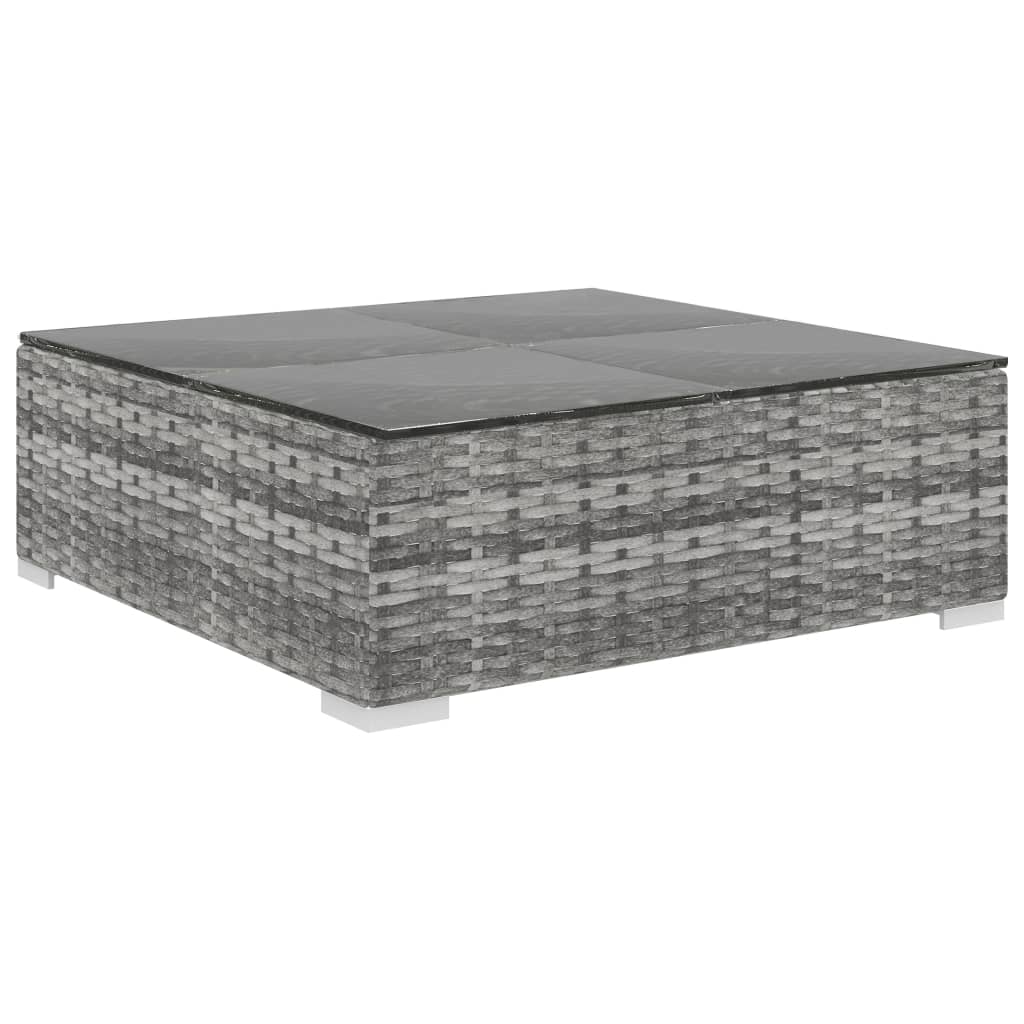 5 Piece Patio Lounge Set with Cushions Poly Rattan Gray