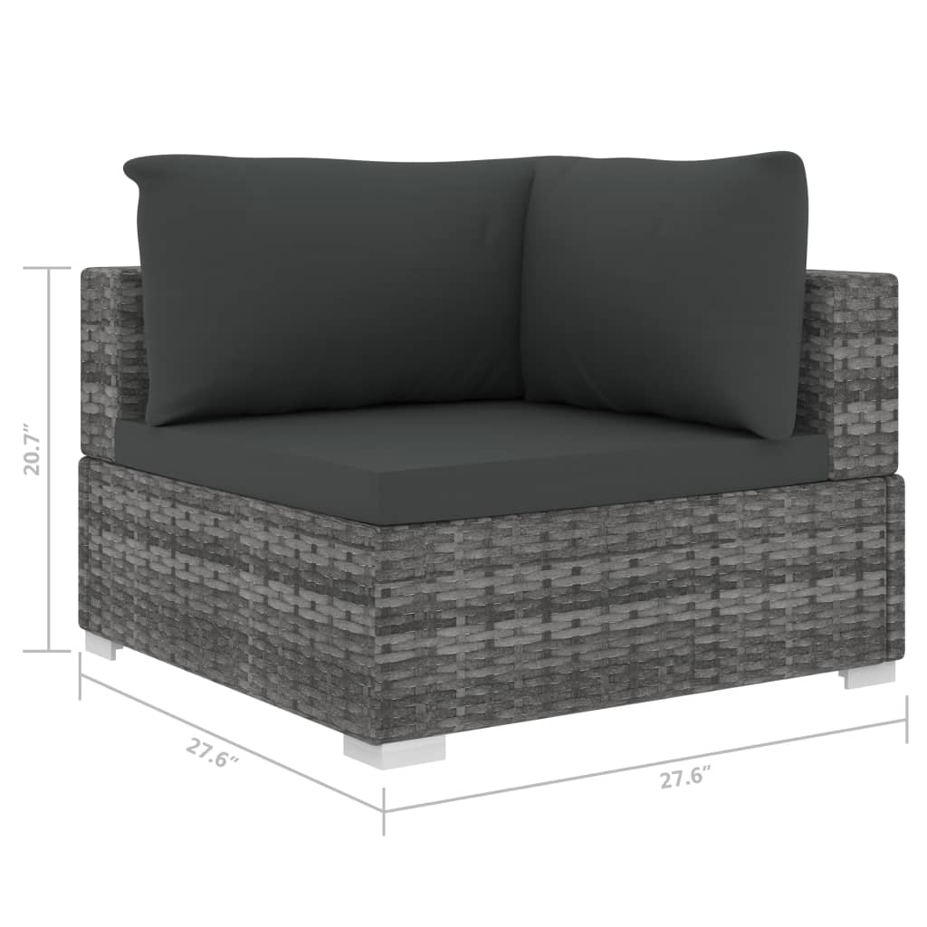 5 Piece Patio Lounge Set with Cushions Poly Rattan Gray