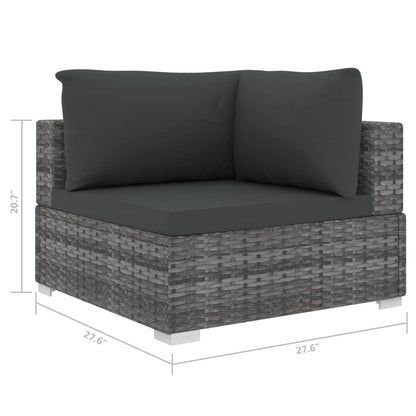 5 Piece Patio Lounge Set with Cushions Poly Rattan Gray