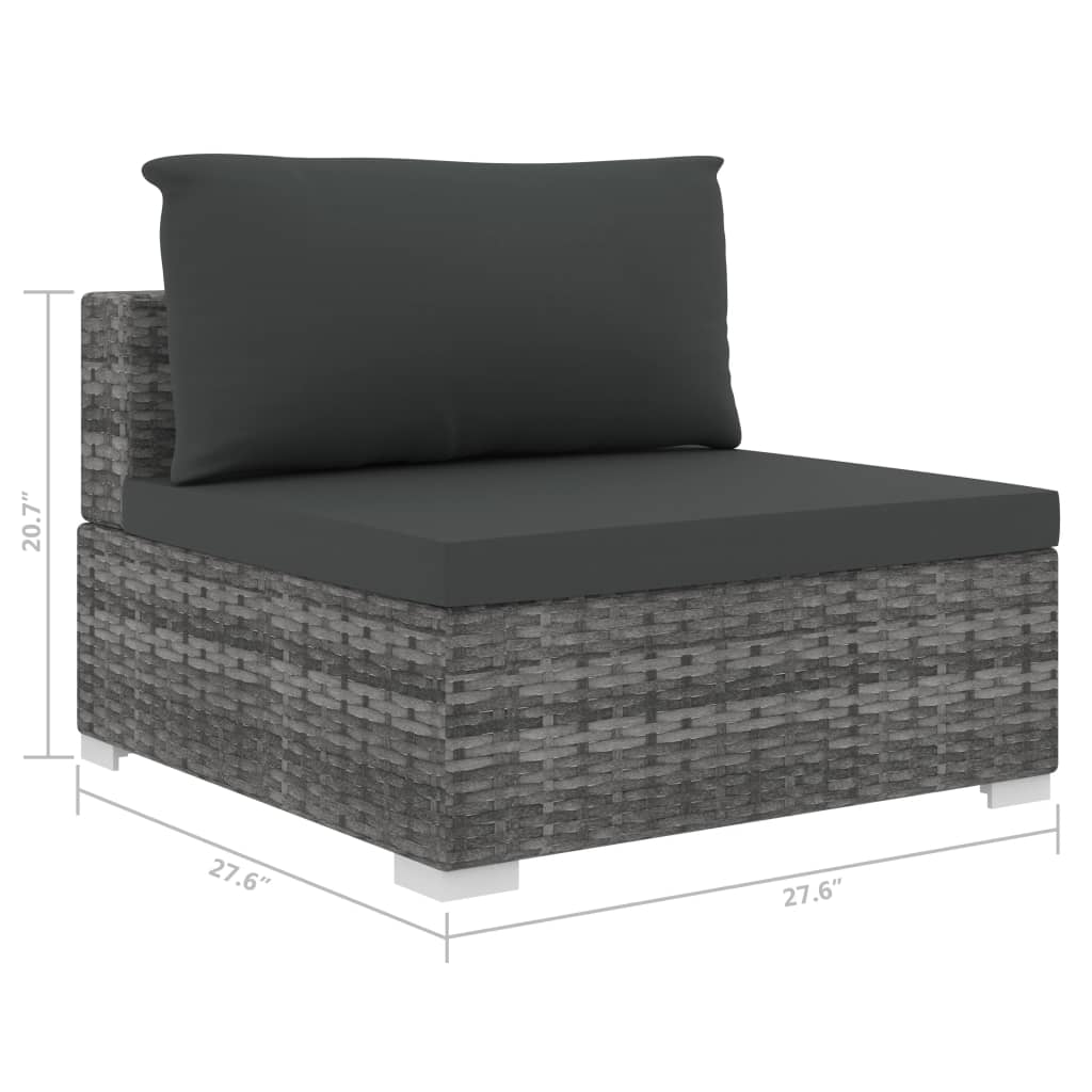 5 Piece Patio Lounge Set with Cushions Poly Rattan Gray