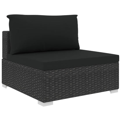 5 Piece Patio Lounge Set with Cushions Poly Rattan Black