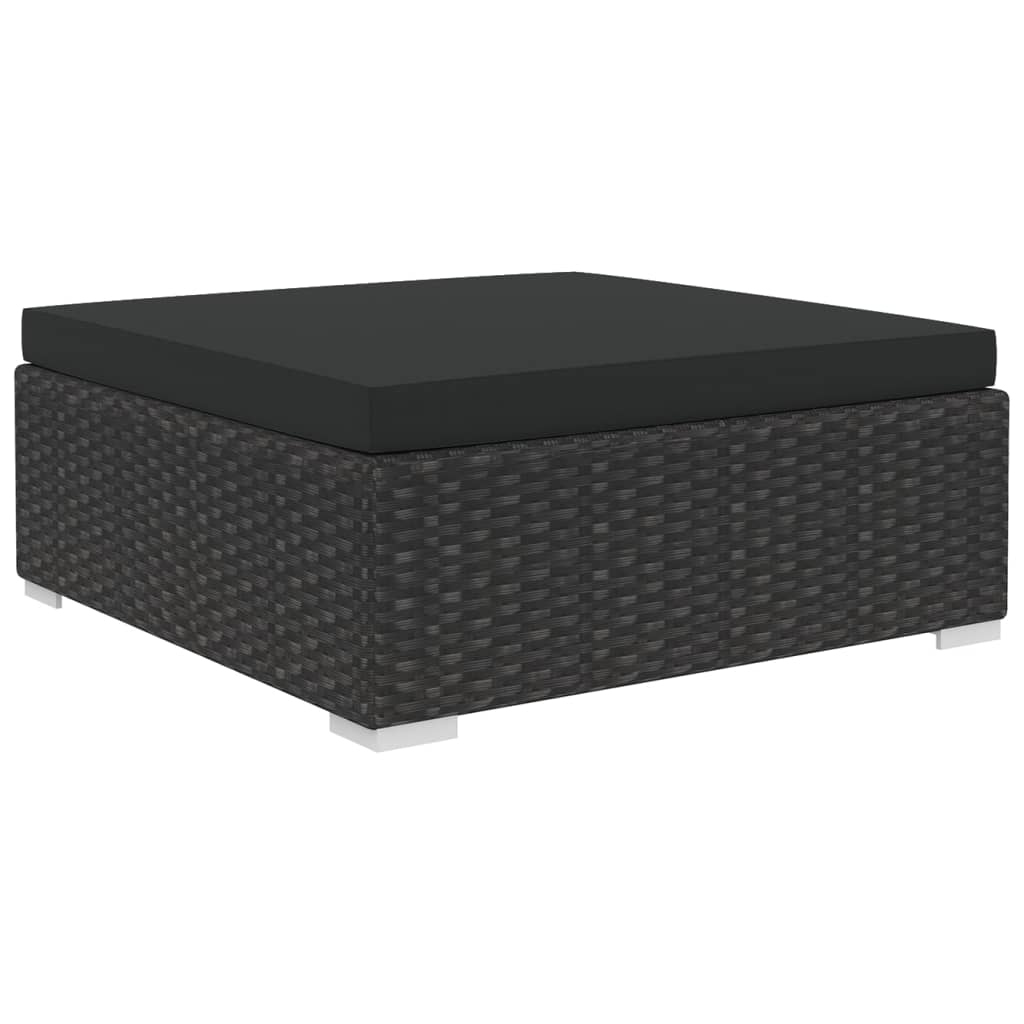 5 Piece Patio Lounge Set with Cushions Poly Rattan Black