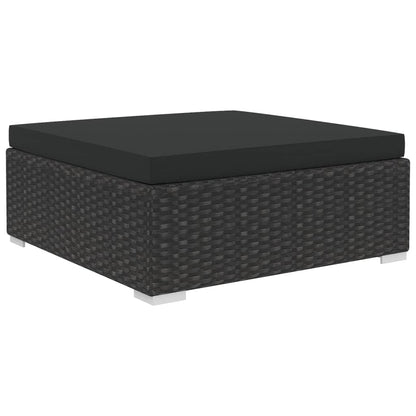 5 Piece Patio Lounge Set with Cushions Poly Rattan Black