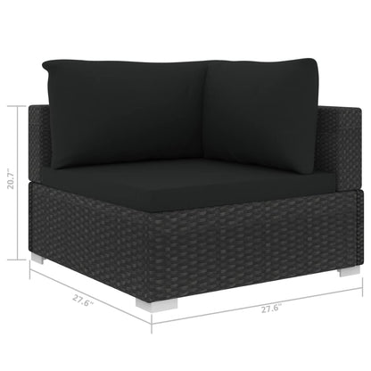 5 Piece Patio Lounge Set with Cushions Poly Rattan Black