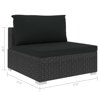 5 Piece Patio Lounge Set with Cushions Poly Rattan Black