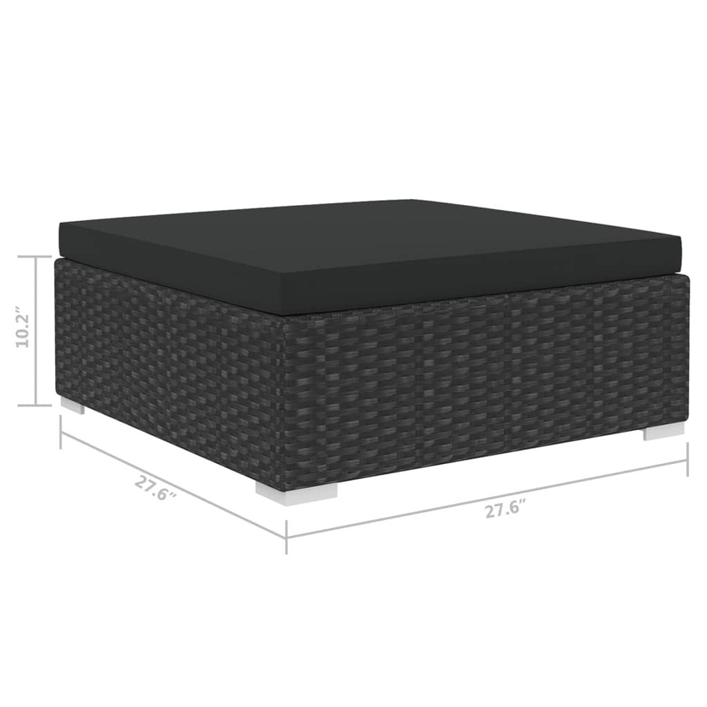 5 Piece Patio Lounge Set with Cushions Poly Rattan Black