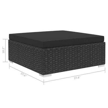 5 Piece Patio Lounge Set with Cushions Poly Rattan Black