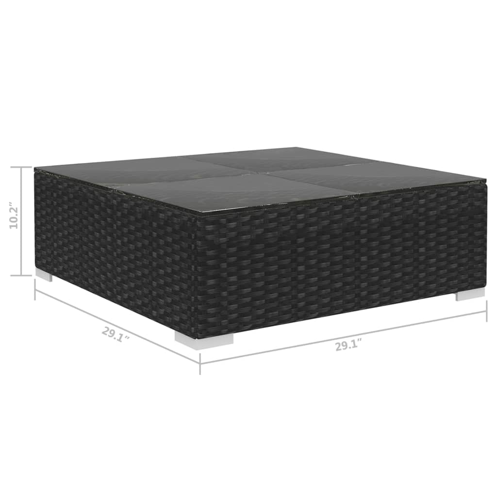 5 Piece Patio Lounge Set with Cushions Poly Rattan Black