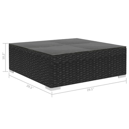 5 Piece Patio Lounge Set with Cushions Poly Rattan Black