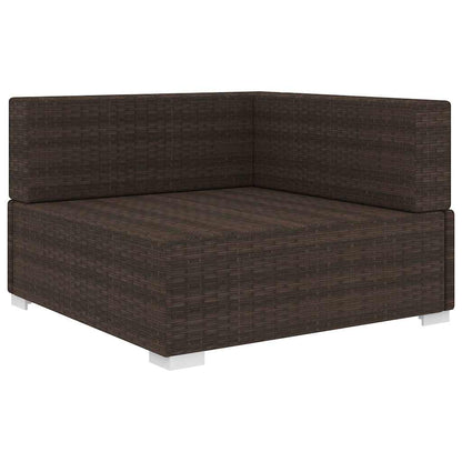 Sectional Corner Chair with Cushions Poly Rattan Brown