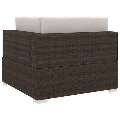 Sectional Corner Chair with Cushions Poly Rattan Brown