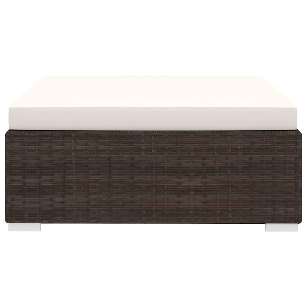 Sectional Footrest with Cushion Poly Rattan Brown