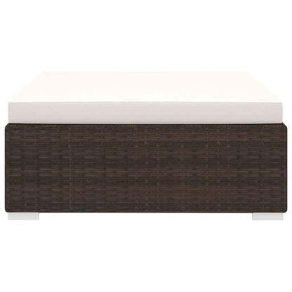 Sectional Footrest with Cushion Poly Rattan Brown