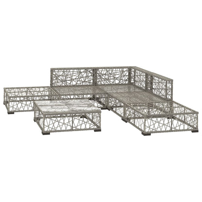 6 Piece Patio Lounge Set with Cushions Poly Rattan Gray