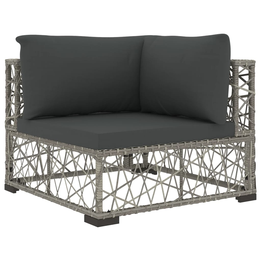 6 Piece Patio Lounge Set with Cushions Poly Rattan Gray
