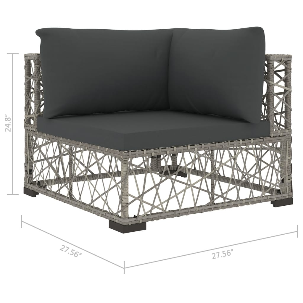 6 Piece Patio Lounge Set with Cushions Poly Rattan Gray