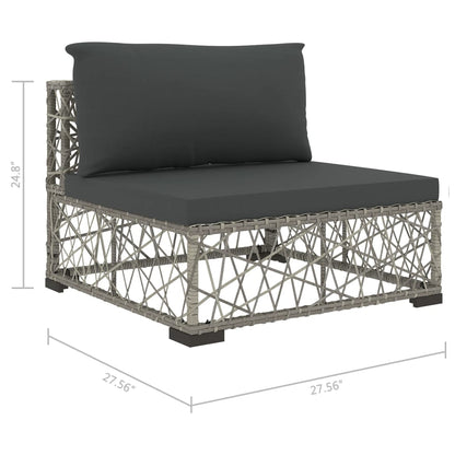 6 Piece Patio Lounge Set with Cushions Poly Rattan Gray
