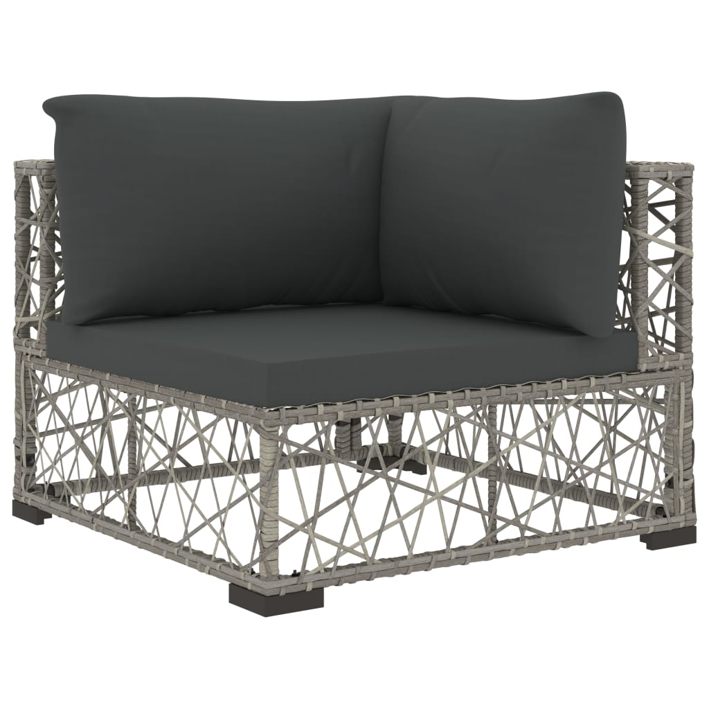 8 Piece Patio Lounge Set with Cushions Poly Rattan Gray