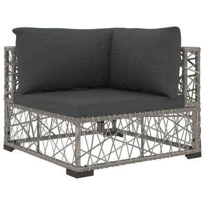 8 Piece Patio Lounge Set with Cushions Poly Rattan Gray