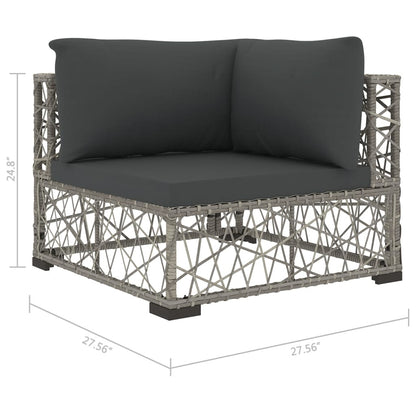 8 Piece Patio Lounge Set with Cushions Poly Rattan Gray