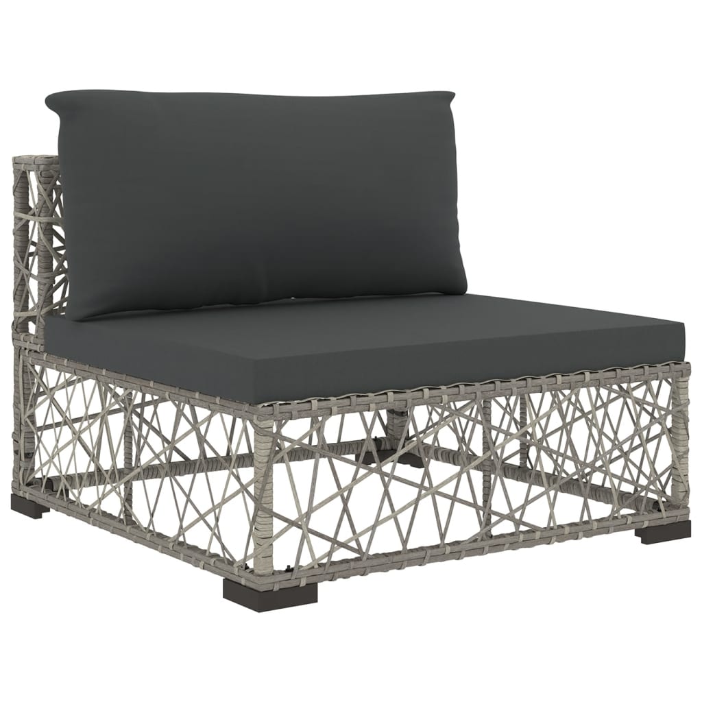 6 Piece Patio Lounge Set with Cushions Poly Rattan Gray
