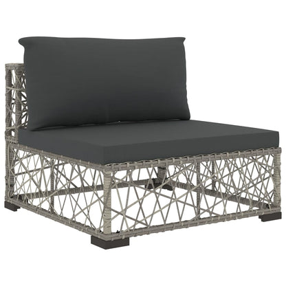 6 Piece Patio Lounge Set with Cushions Poly Rattan Gray