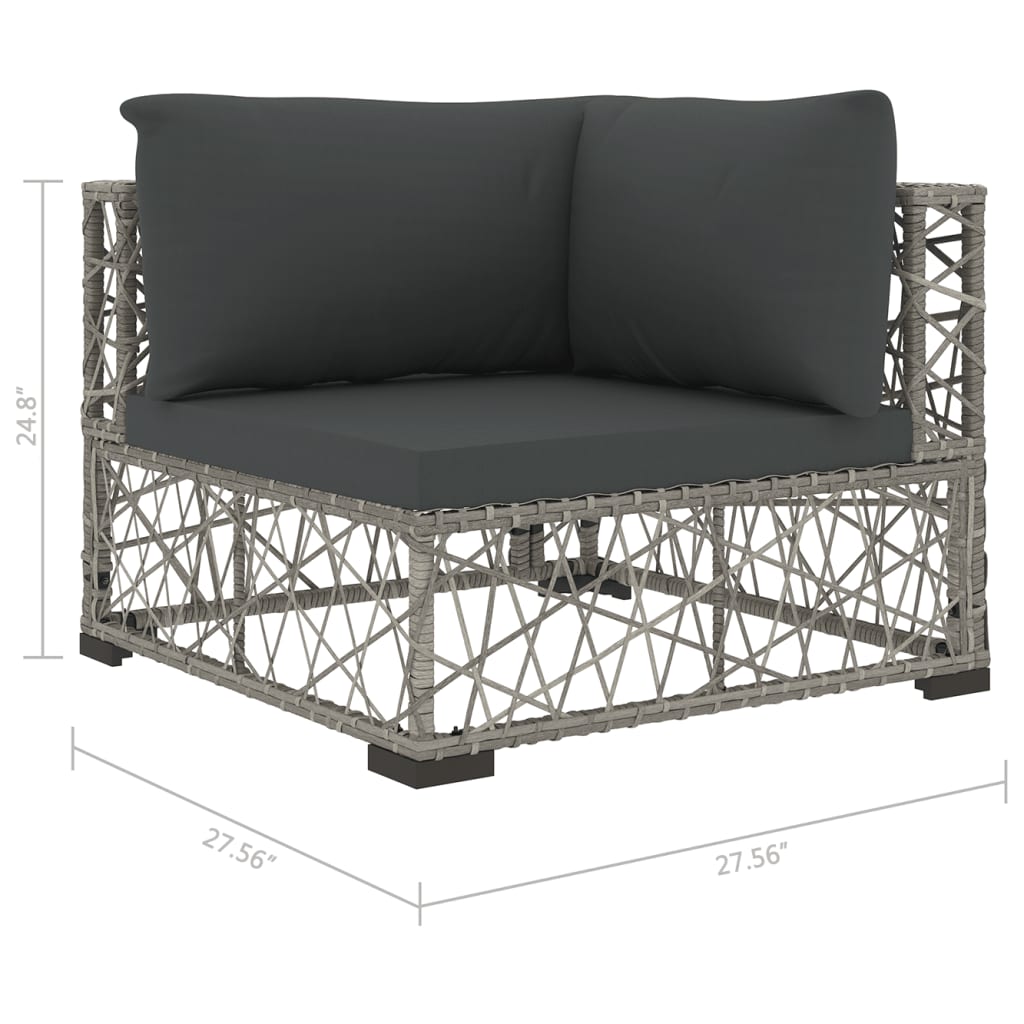 6 Piece Patio Lounge Set with Cushions Poly Rattan Gray
